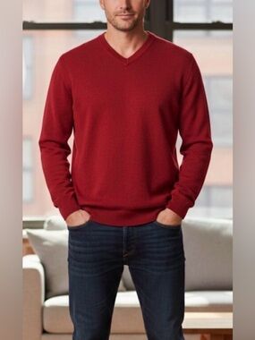 Vintage 80’s J. Crew Fleece V-Neck Pullover Size XL Made In USA